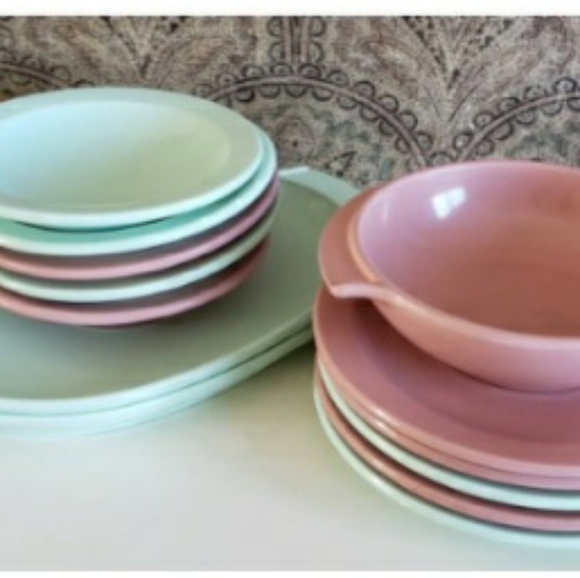 Boontown Other - 💥 SALE 1960 Boontown NJ Melamine green & pink bowl Plate 13 Pieces